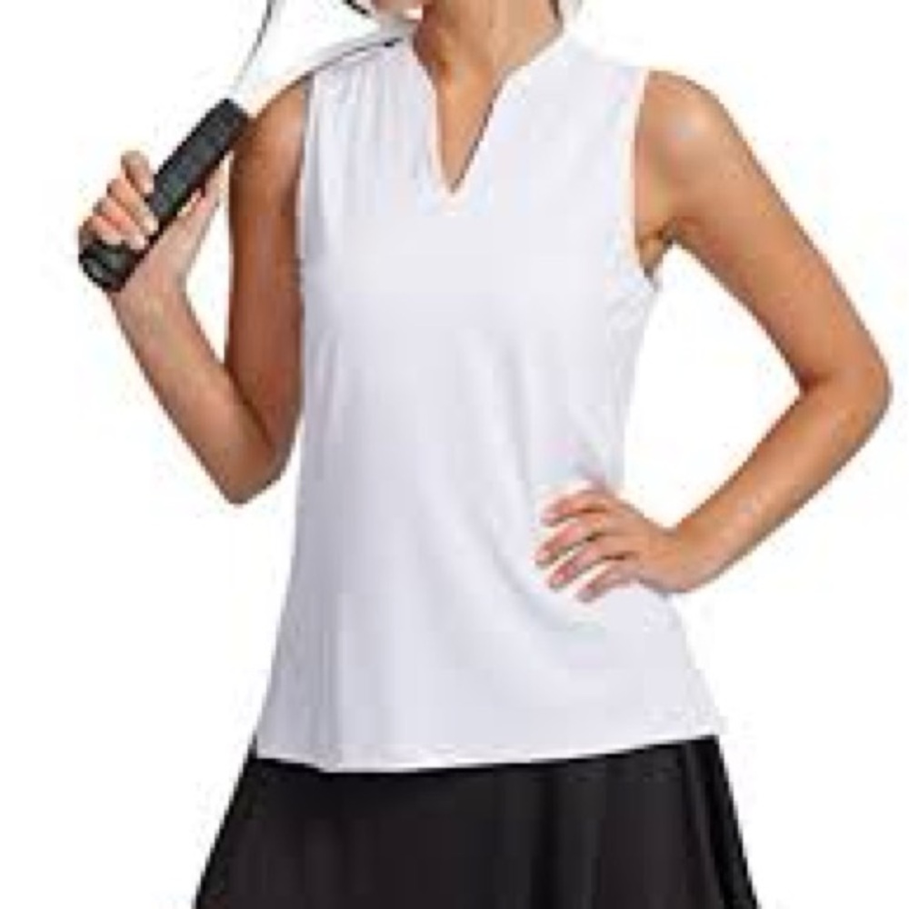 White Sleeveless Women's Athletic Top